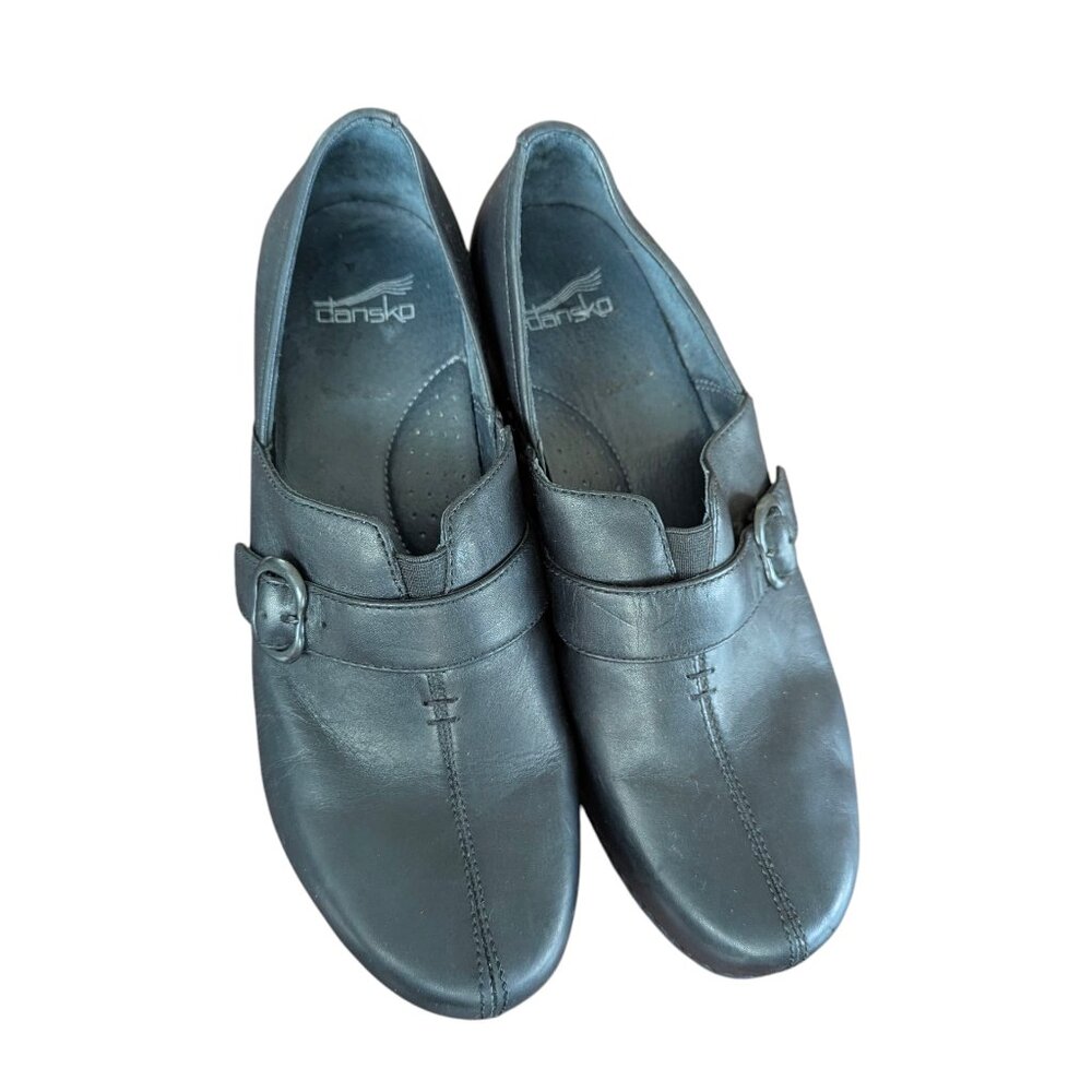 DanskoTamara Black Leather Slip on Buckle Clogs - Size 41 - Picture 5 of 9